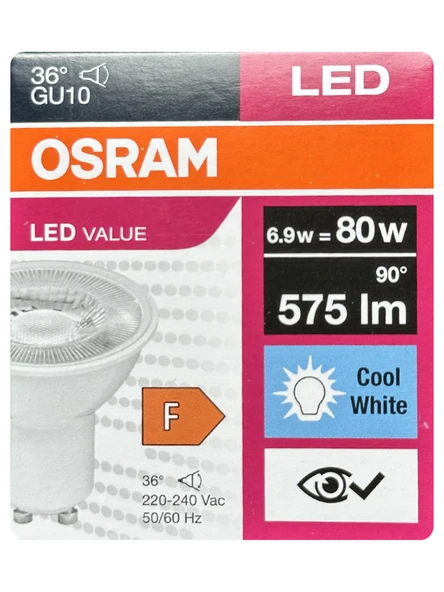 (1 Adet) Ledvance 6,9W Günışığı-Ilık Beyaz (4000K) GU10 Duylu Led Spot Ampul ürün görseli 1