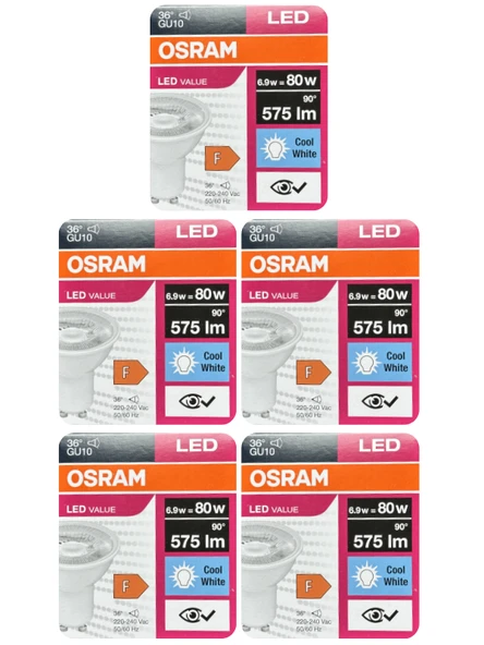 (5 Adet) Ledvance 6,9W Günışığı-Ilık Beyaz (4000K) GU10 Duylu Led Spot Ampul ürün görseli 1