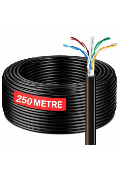 250 Metre Cat6 Kablo AWG23 Bakır Tel Double Layer iç ve Dış Mekan Ethernet internet Kablosu ürün görseli 1