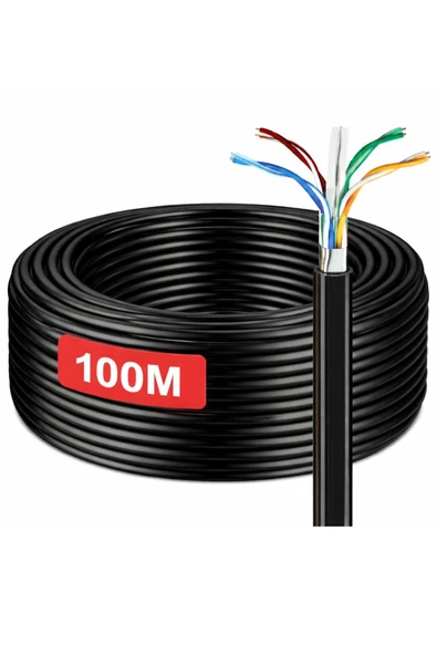 100 Metre Cat6 Kablo AWG23 Bakır Tel Double Layer iç ve Dış Mekan Ethernet internet Kablosu ürün görseli 1
