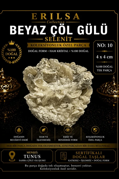 Sertifikalı Beyaz Çöl Gülü Selenit Taşı Kütle - 4x4 cm Koleksiyonluk Doğal Tek Parça ürün görseli 1