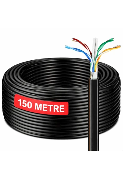 150 Metre Cat6 Kablo AWG23 Bakır Tel Double Layer iç ve Dış Mekan Ethernet internet Kablosu ürün görseli 1