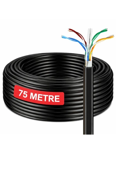 75 Metre Cat6 Kablo AWG23 Bakır Tel Double Layer iç ve Dış Mekan Ethernet internet Kablosu ürün görseli 1
