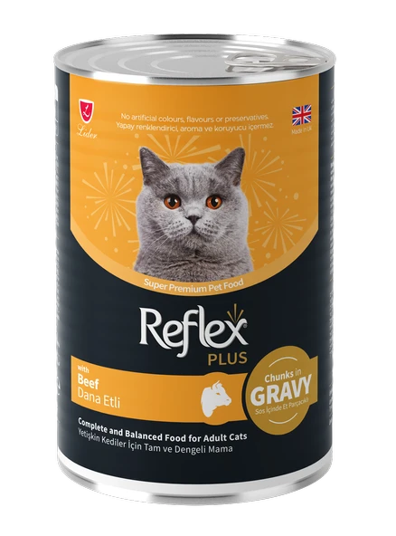 Reflex Plus Gravy Dana Etli Konserve Kedi Yaş Maması 400 Gr ürün görseli 1