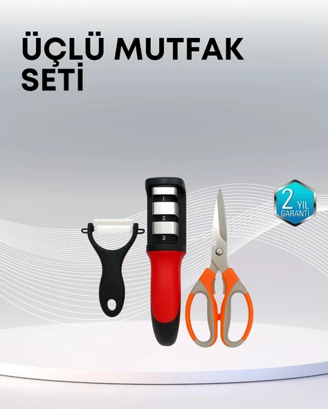 Çok Fonksiyonlu Mutfak Makas Seti – 3 Makas, Bileyici ve Soyacak Dahil ürün görseli 1