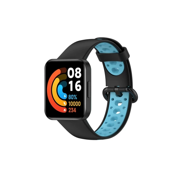 Xiaomi Redmi Watch 2 Spor Delikli Kordon - Siyah-mavi ürün görseli 1