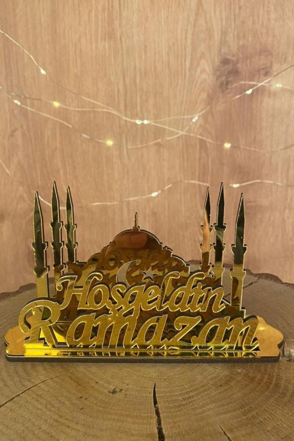Beysüs Ramazan Ayı Dekoratif Peçetelik Pleksi Gold 10x14 ürün görseli 1