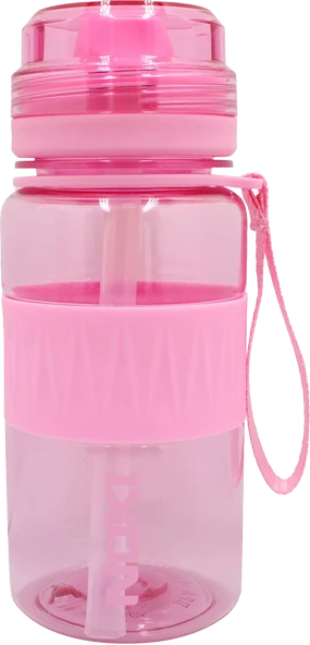 Noki Kids Su Matarası (Suluk) Tritan Pipetli Kapak Silikon Kemerli Askılı 400 Ml (Karışık Renk 1 Adet) ürün görseli 1