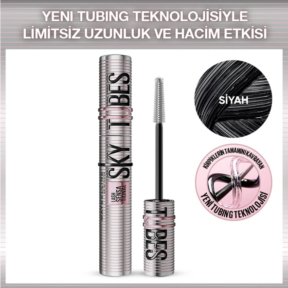 Maybelline New York Lash Sensational Sky Tubes Maskara - Limitsiz Uzunluk ve Hacim Etkisi Veren Tubing Maskara ürün görseli 1