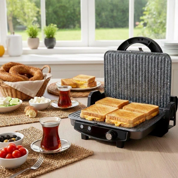 Any Morning OZ26TM03 Çıkarılabilir Plakalı Izgara ve Tost Makinesi ürün görseli 1