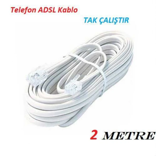 RJ-11 TELEFON KABLOSU 2 MT ÇAKILI ürün görseli 1