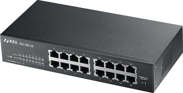Zyxel GS1100-16 16 Port 10/100/1000 Mbps Gigabit Switch ürün görseli 1