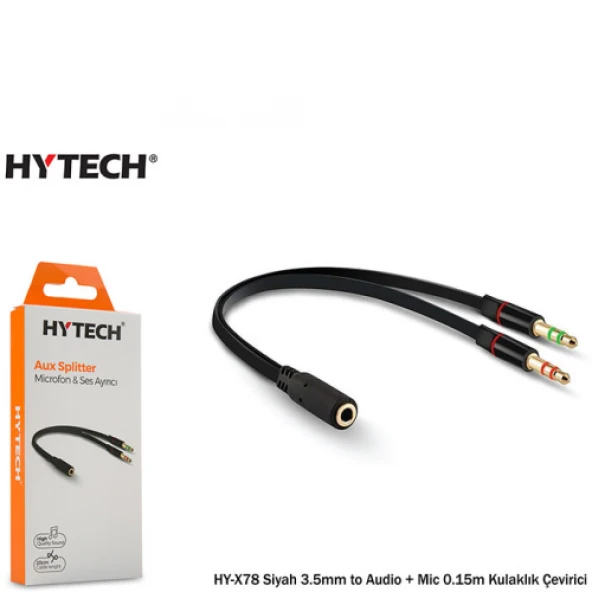HYTECH HY-X78 SİYAH 3.5mm to AUDIO MIC 0.15m ÇEVİR ürün görseli 1