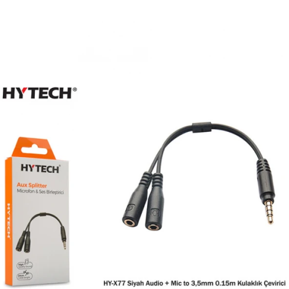 HYTECH HY-X77 SİYAH 3.5mm to AUDIO MIC 0.15m ÇEVİR ürün görseli 1