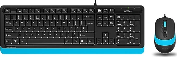 A4 Tech F1010 Siyah-Mavi Kablolu Klavye Mouse Seti ürün görseli 1