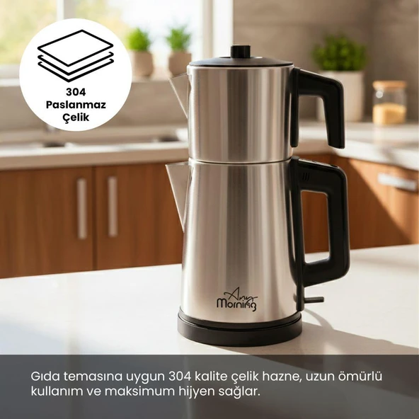 Any Morning OZ26CM10 2in1 Paslanmaz Çelik Çay Makinesi  ve Su Isıtıcı ürün görseli 1