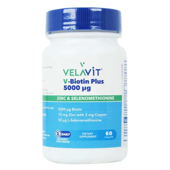 V-Biotin Plus 5000mcg Takviye Edici Gıda 60 Tablet ürün görseli 1