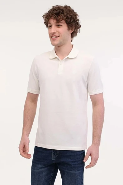 Lumberjack Ct953 Yakali Erkek Tshirt - Kirik Beyaz ürün görseli 1
