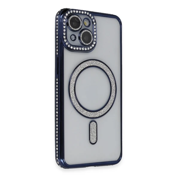 Newface iPhone 13 Kılıf Joke Simli Magneticsafe Kılıf - Lacivert ürün görseli 1