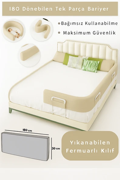 Miralay Yeni Nesil Yatak Bariyeri 180 cm Bej ürün görseli 1