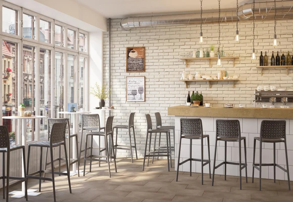 Papatya Fame Bar Sandalyesi 65 cm Kırmızı - Kolçaksız ürün görseli 1