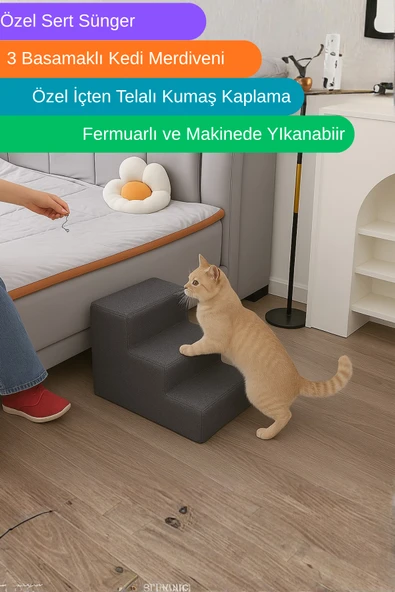 Miralay Kediler İçin Tasarlanmış 3 Basamaklı Tırmanma Merdiveni ürün görseli 1