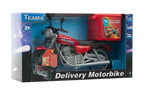 Model Plastik Kırmızı Kurye Motorsikleti - Resim 2