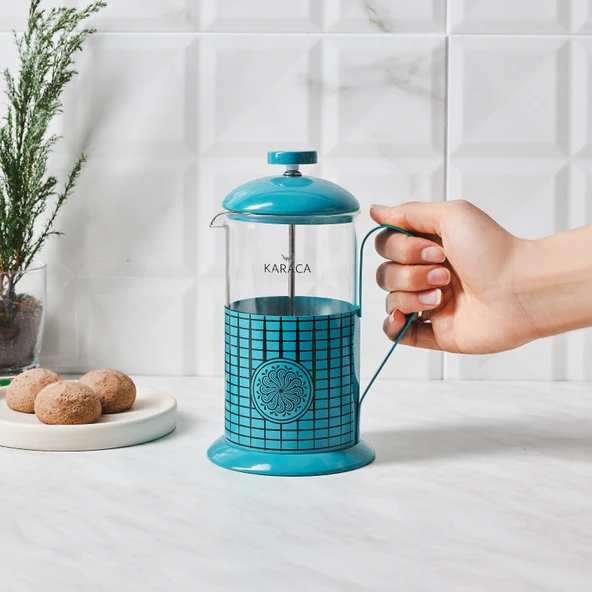 Karaca İznik Firuze Borosilikat Cam French Press 600 ml ürün görseli 1