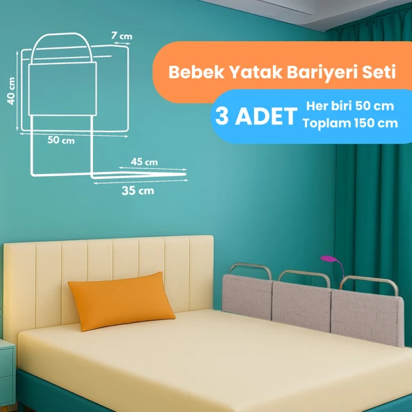 Miralay Yeni Nesil Yatak Bariyeri 50 x 40 cm Bej ( 3 Adet) ürün görseli 1