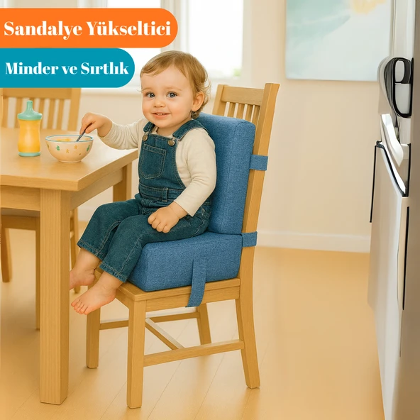 Miralay Bebekler ve Çocuklar İçin Sandalye Yükseltici Mama Sandalyesi Minderi Mavi ürün görseli 1
