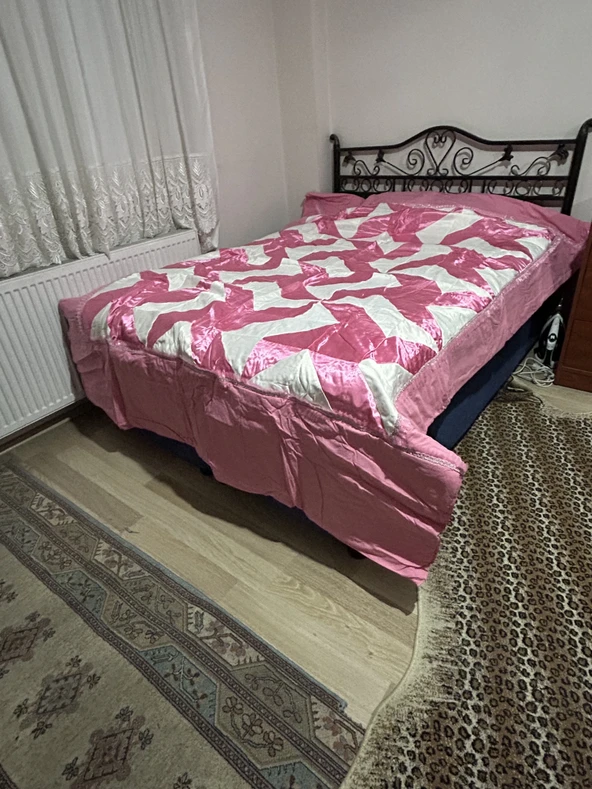 Farmlove Kırkyama pamuk saten pike yorgan yatakörtüsü çeyizlik elyapımı -Pembe ürün görseli 1