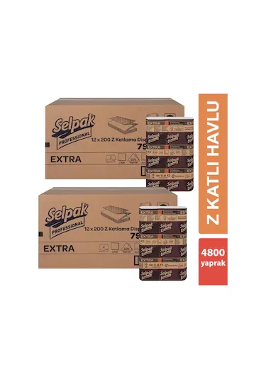 Selpak Pro Z Kat Dispenser Havlu 200 Yaprak 12 Paket 2 li Koli Ekonomik Set ürün görseli 1