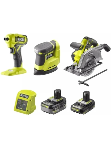 RYOBİ R18CK3G-242G ONE+ 3'Lü Kombo Kit Darbeli Vidalama (RSD18), Daire Testere (R18CSP), Zımpara Makinesi (RPS18) + Şarj Cihazı - 5133006825 ürün görseli 1