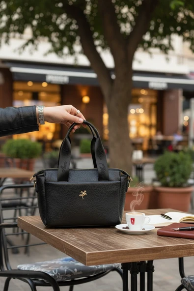Enoch Kadın El ve Omuz Çantası Floter Dokulu Kolon Askılı Mini Tote Çanta ürün görseli 1