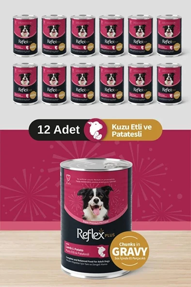 Reflex Plus Parça Kuzu Etli Köpek Konservesi 400 Gr 12'Lİ ürün görseli 1