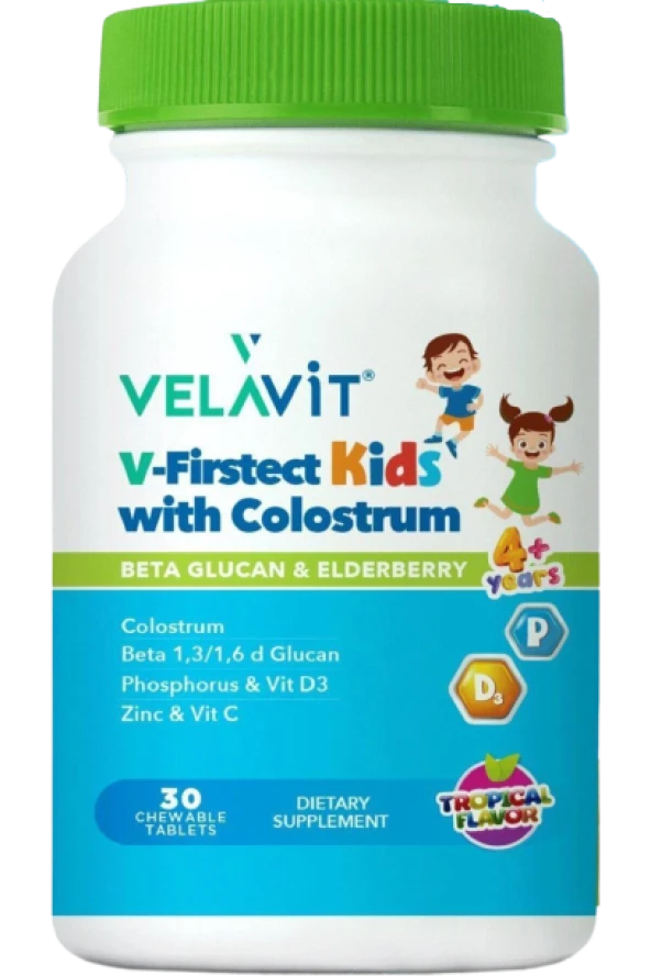 V-Firstect Kids with Colostrum Takviye Edici Gıda(Tropikal Aromalı) 30 Kapsül ürün görseli 1