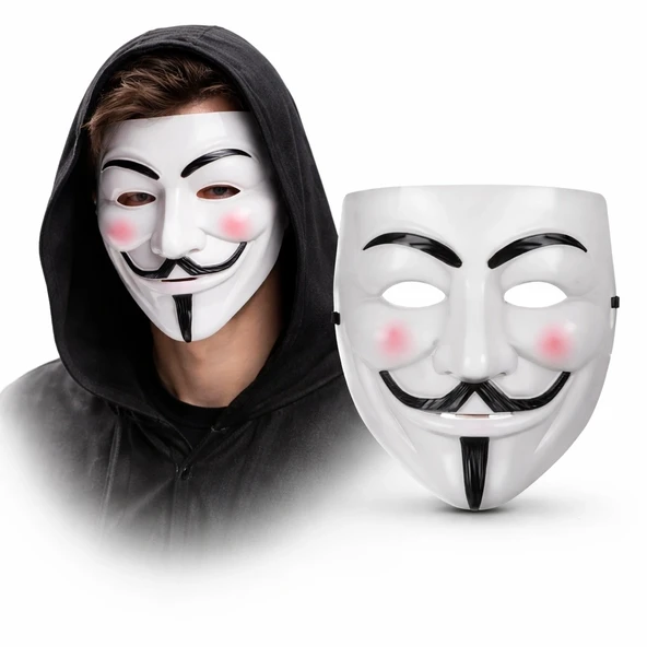 V Mask Premium Vendetta Beyaz Maske (Guy Fawkes Stil) ürün görseli 1