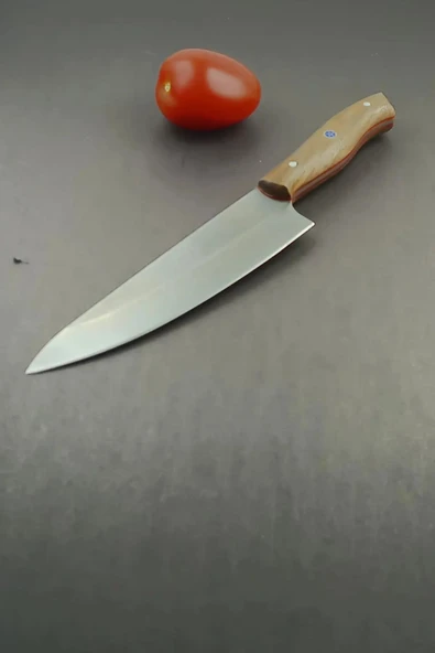 Alp Bıçakçılık N690 Profesyonel "Master" Şef Bıçağı - Koyu Kök Ceviz Kabza (29 cm) ürün görseli 1