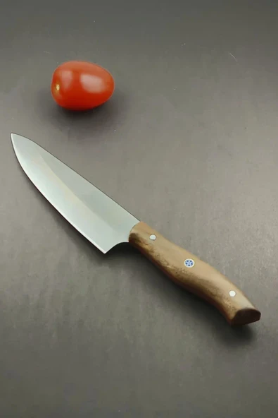 Alp Bıçakçılık N690 Profesyonel "Master" Şef Bıçağı - Koyu Kök Ceviz Kabza (29 cm) ürün görseli 1