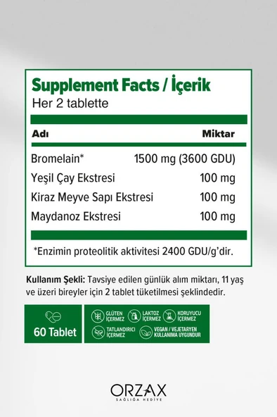 Ocean Bromelain Complex 60 Tablet- SKT: 02/2029 - Resim 2