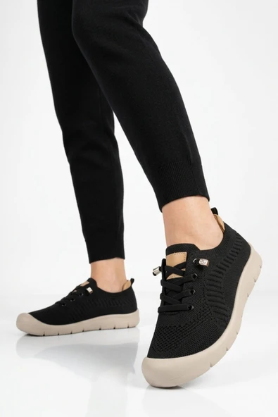 Siyah Anorak Örme Kadın Casual Ayakkabı ürün görseli 1