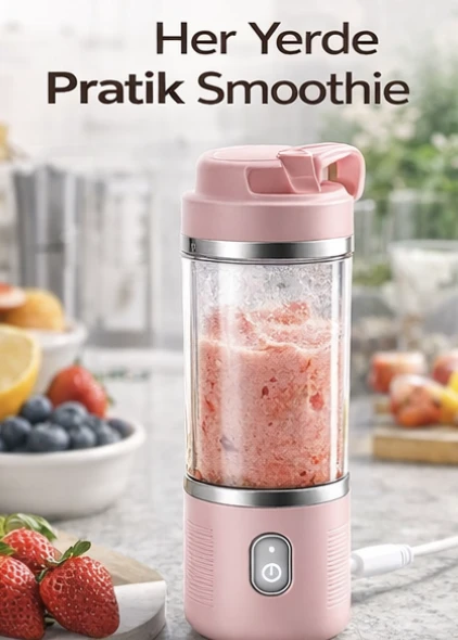 Taşınabilir Şarjlı Blender 300ml – USB Portable Juicer 6 Bıçaklı 40W 2 Kaplı Smoothie Blender ürün görseli 1