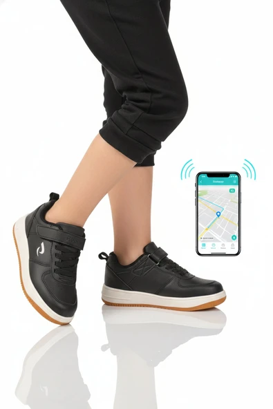 Siyah Gps Takip Özellikli Unisex Çocuk Spor Ayakkabı ürün görseli 1