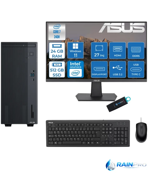 Expertcenter P500MV Core 7-240H 24 GB RAM DDR5 512 GB SSD WİN11PRO ASUS 27'' MONİTÖR C72408512B0D27RNP04 ürün görseli 1