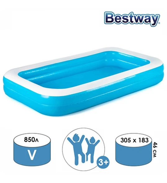 Bestway 54150 Mavi Dikdörtgen Şişme Çocuk Havuzu ürün görseli 1