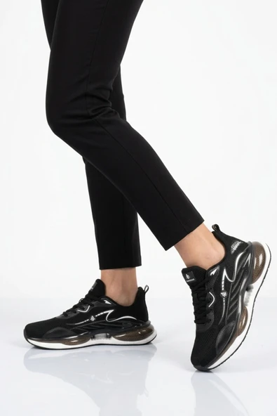 Siyah Beyaz Fileli Unisex Spor Ayakkabı ürün görseli 1