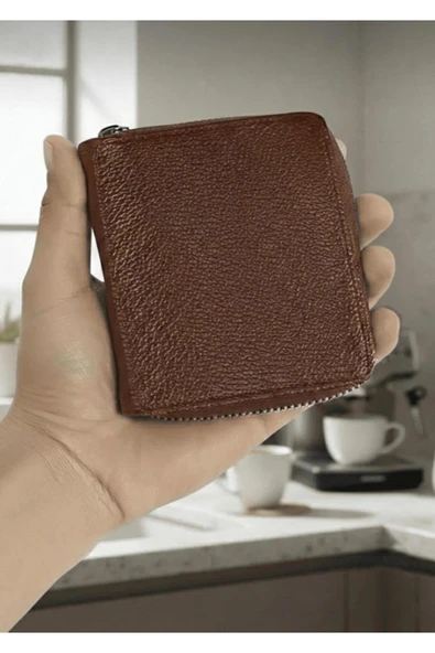 Erkek Kahverengi Fermuarlı Deri Cüzdan Premium Güvenli Erkek Cüzdan ürün görseli 1