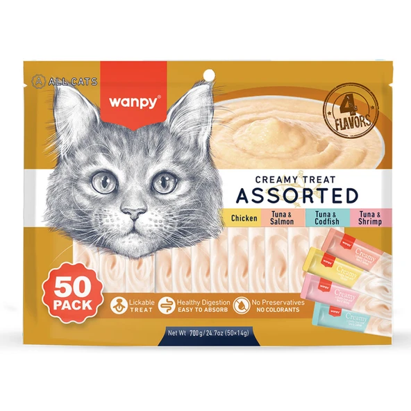 Wanpy Krema Kedi Ödül Maması 14gr (50 Adet) (Karışık Çeşitli) ürün görseli 1