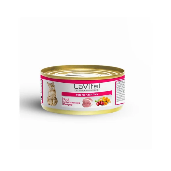 LaVital Ördekli Kızılcıklı ve Kadife Çiçekli Yetişkin Kedi Konservesi 85 Gr ürün görseli 1