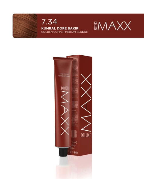 MAXX DELUXE Tüp Saç Boyası 60 ml 7.34 Kumral Dore Bakır ürün görseli 1